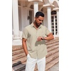image:imageCOOFANDY Mens Button Down Short Sleeve Shirt Casual Summer Stretch Denim Dress Shirts with PocketBeige