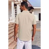 image:imageCOOFANDY Mens Button Down Short Sleeve Shirt Casual Summer Stretch Denim Dress Shirts with PocketBeige