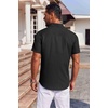 image:imageCOOFANDY Mens Button Down Short Sleeve Shirt Casual Summer Stretch Denim Dress Shirts with PocketBlack