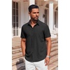 image:imageCOOFANDY Mens Button Down Short Sleeve Shirt Casual Summer Stretch Denim Dress Shirts with PocketBlack