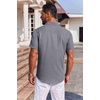 image:imageCOOFANDY Mens Button Down Short Sleeve Shirt Casual Summer Stretch Denim Dress Shirts with PocketGrey