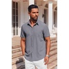 image:imageCOOFANDY Mens Button Down Short Sleeve Shirt Casual Summer Stretch Denim Dress Shirts with PocketGrey