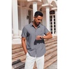 image:imageCOOFANDY Mens Button Down Short Sleeve Shirt Casual Summer Stretch Denim Dress Shirts with PocketGrey