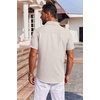 image:imageCOOFANDY Mens Button Down Short Sleeve Shirt Casual Summer Stretch Denim Dress Shirts with PocketKhaki