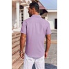 image:imageCOOFANDY Mens Button Down Short Sleeve Shirt Casual Summer Stretch Denim Dress Shirts with PocketLavender