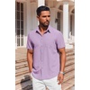 image:imageCOOFANDY Mens Button Down Short Sleeve Shirt Casual Summer Stretch Denim Dress Shirts with PocketLavender