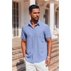 image:imageCOOFANDY Mens Button Down Short Sleeve Shirt Casual Summer Stretch Denim Dress Shirts with PocketLight Blue