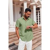 image:imageCOOFANDY Mens Button Down Short Sleeve Shirt Casual Summer Stretch Denim Dress Shirts with PocketLight Green