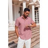image:imageCOOFANDY Mens Button Down Short Sleeve Shirt Casual Summer Stretch Denim Dress Shirts with PocketPurple Red