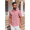 image:imageCOOFANDY Mens Button Down Short Sleeve Shirt Casual Summer Stretch Denim Dress Shirts with PocketPurple Red
