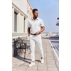 image:imageCOOFANDY Mens Button Down Short Sleeve Shirt Casual Summer Stretch Denim Dress Shirts with PocketWhite