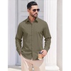 image:imageCOOFANDY Mens Casual Button Down Shirts Long Sleeve Untucked Shirts Vintage Denim Dress ShirtArmy Green