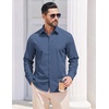 image:imageCOOFANDY Mens Casual Button Down Shirts Long Sleeve Untucked Shirts Vintage Denim Dress ShirtBluetextured