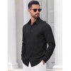 image:imageCOOFANDY Mens Casual Button Down Shirts Long Sleeve Untucked Shirts Vintage Denim Dress ShirtGreytextured