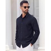 image:imageCOOFANDY Mens Casual Button Down Shirts Long Sleeve Untucked Shirts Vintage Denim Dress ShirtUltramarine Bluetextured