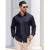 image:imageCOOFANDY Mens Casual Button Down Shirts Long Sleeve Untucked Shirts Vintage Denim Dress ShirtUltramarine Bluetextured