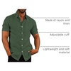 image:imageCOOFANDY Mens Casual Button Down Shirts Short Sleeve Linen Shirts Summer Beach Dress ShirtArmy Green