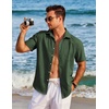 image:imageCOOFANDY Mens Casual Button Down Shirts Short Sleeve Linen Shirts Summer Beach Dress ShirtArmy Green