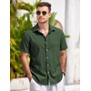 image:imageCOOFANDY Mens Casual Button Down Shirts Short Sleeve Linen Shirts Summer Beach Dress ShirtArmy Green