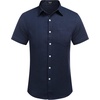 image:imageCOOFANDY Mens Casual Button Down Shirts Short Sleeve Linen Shirts Summer Beach Dress ShirtBlue