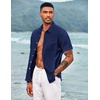 image:imageCOOFANDY Mens Casual Button Down Shirts Short Sleeve Linen Shirts Summer Beach Dress ShirtBlue