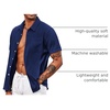 image:imageCOOFANDY Mens Casual Button Down Shirts Short Sleeve Linen Shirts Summer Beach Dress ShirtBlue