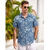 image:imageCOOFANDY Mens Casual Button Down Shirts Short Sleeve Linen Shirts Summer Beach Dress ShirtBlueflower