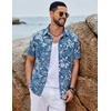 image:imageCOOFANDY Mens Casual Button Down Shirts Short Sleeve Linen Shirts Summer Beach Dress ShirtBlueflower