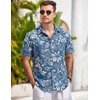 image:imageCOOFANDY Mens Casual Button Down Shirts Short Sleeve Linen Shirts Summer Beach Dress ShirtBlueflower