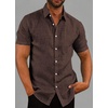 image:imageCOOFANDY Mens Casual Button Down Shirts Short Sleeve Linen Shirts Summer Beach Dress ShirtCoffe