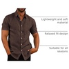 image:imageCOOFANDY Mens Casual Button Down Shirts Short Sleeve Linen Shirts Summer Beach Dress ShirtCoffe