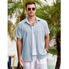 image:imageCOOFANDY Mens Casual Button Down Shirts Short Sleeve Linen Shirts Summer Beach Dress ShirtFlecking Light Blue