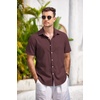 image:imageCOOFANDY Mens Casual Button Down Shirts Short Sleeve Linen Shirts Summer Beach Dress ShirtFlecking Wine Red