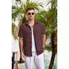 image:imageCOOFANDY Mens Casual Button Down Shirts Short Sleeve Linen Shirts Summer Beach Dress ShirtFlecking Wine Red