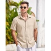 image:imageCOOFANDY Mens Casual Button Down Shirts Short Sleeve Linen Shirts Summer Beach Dress ShirtKhaki