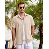 image:imageCOOFANDY Mens Casual Button Down Shirts Short Sleeve Linen Shirts Summer Beach Dress ShirtKhaki