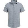 image:imageCOOFANDY Mens Casual Button Down Shirts Short Sleeve Linen Shirts Summer Beach Dress ShirtNavy