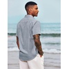 image:imageCOOFANDY Mens Casual Button Down Shirts Short Sleeve Linen Shirts Summer Beach Dress ShirtNavy