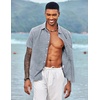 image:imageCOOFANDY Mens Casual Button Down Shirts Short Sleeve Linen Shirts Summer Beach Dress ShirtNavy
