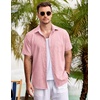 image:imageCOOFANDY Mens Casual Button Down Shirts Short Sleeve Linen Shirts Summer Beach Dress ShirtPink