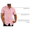 image:imageCOOFANDY Mens Casual Button Down Shirts Short Sleeve Linen Shirts Summer Beach Dress ShirtPink