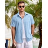 image:imageCOOFANDY Mens Casual Button Down Shirts Short Sleeve Linen Shirts Summer Beach Dress ShirtSky Blue