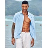 image:imageCOOFANDY Mens Casual Button Down Shirts Short Sleeve Linen Shirts Summer Beach Dress ShirtSky Blue