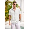 image:imageCOOFANDY Mens Casual Button Down Shirts Short Sleeve Linen Shirts Summer Beach Dress ShirtWhite
