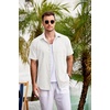 image:imageCOOFANDY Mens Casual Button Down Shirts Short Sleeve Linen Shirts Summer Beach Dress ShirtWhite