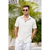 image:imageCOOFANDY Mens Casual Button Down Shirts Short Sleeve Linen Shirts Summer Beach Dress ShirtWhite