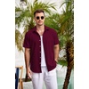 image:imageCOOFANDY Mens Casual Button Down Shirts Short Sleeve Linen Shirts Summer Beach Dress ShirtWine Red