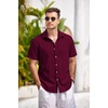 image:imageCOOFANDY Mens Casual Button Down Shirts Short Sleeve Linen Shirts Summer Beach Dress ShirtWine Red
