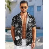 image:imageCOOFANDY Mens Casual Button Down Shirts Short Sleeve Textured Summer Beach Shirt with PocketBlack White Flower