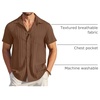 image:imageCOOFANDY Mens Casual Button Down Shirts Short Sleeve Textured Summer Beach Shirt with PocketBrown
